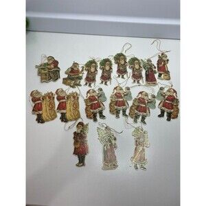 17 Vintage 1982 Merrimack Publishing Santa Claus Die Cut Double Sided Ornaments